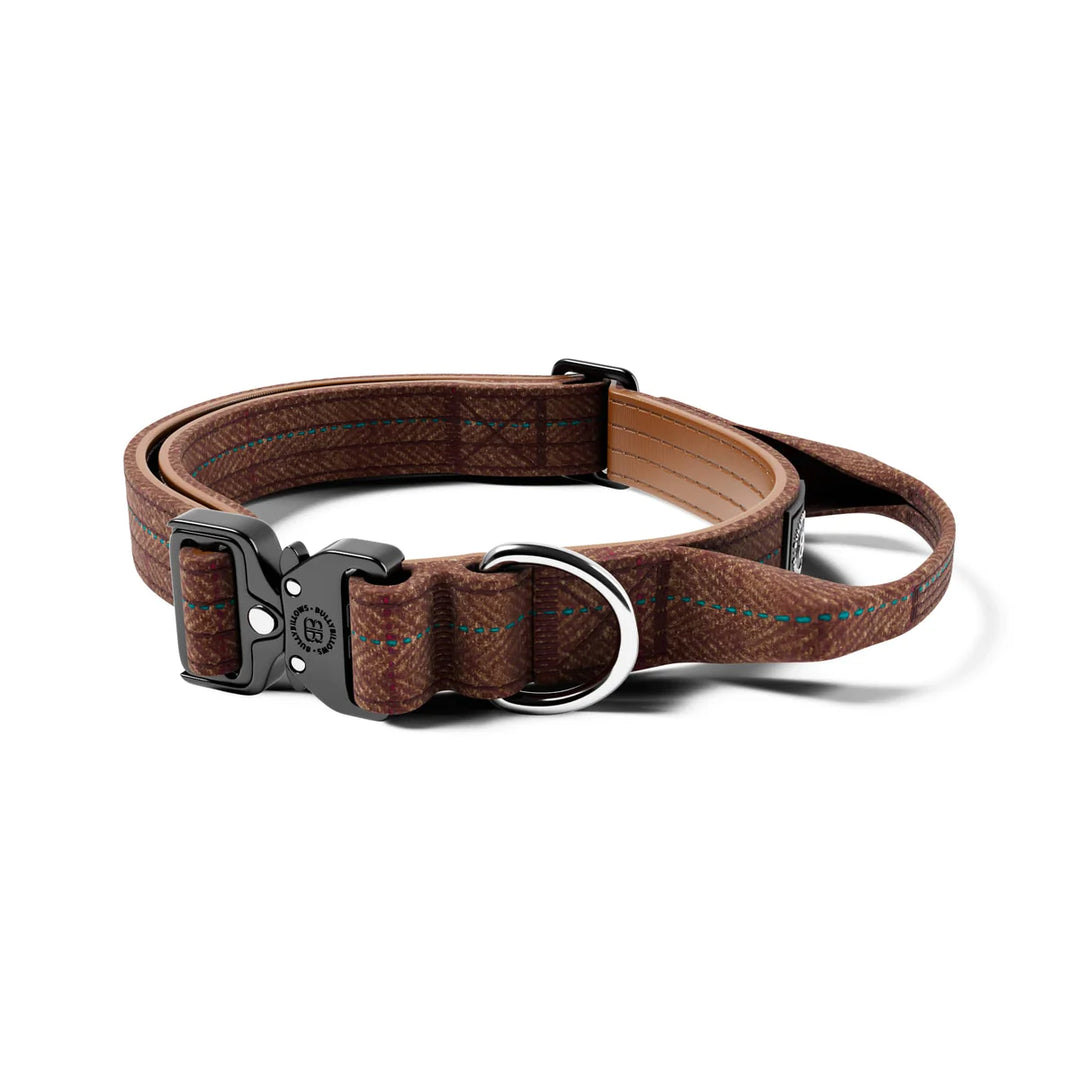 Kaelarihm Tweed Combat kinnitusega Bullybillows 2,5cm pruun